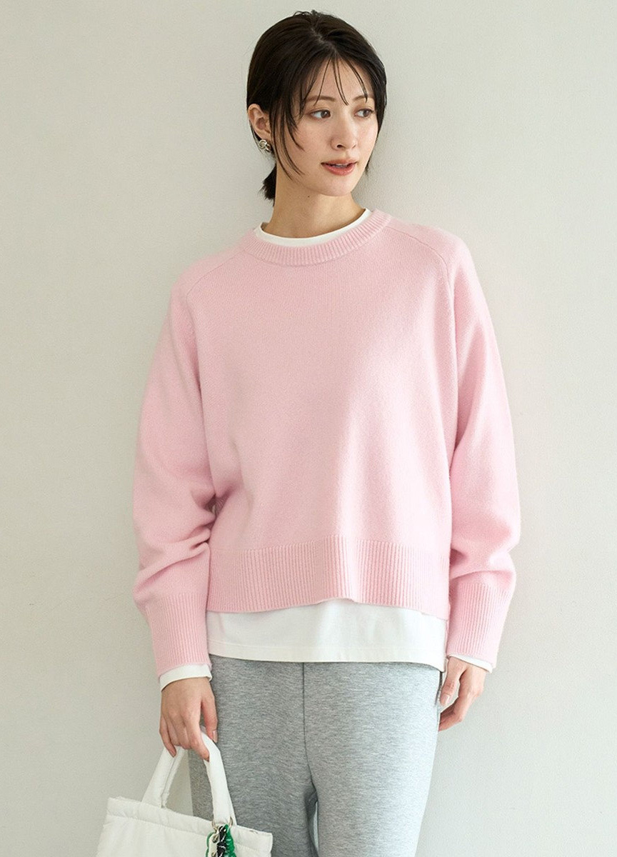 喀什米爾混紡圓領針織衫